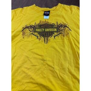 Harley Davidson Mens T Shirt Yellow Skull Motorcycle St Augustine FL Size 2XL